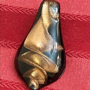 Vintage 80s Black and Twisted Rose Gold Dichroic Glass Pendant